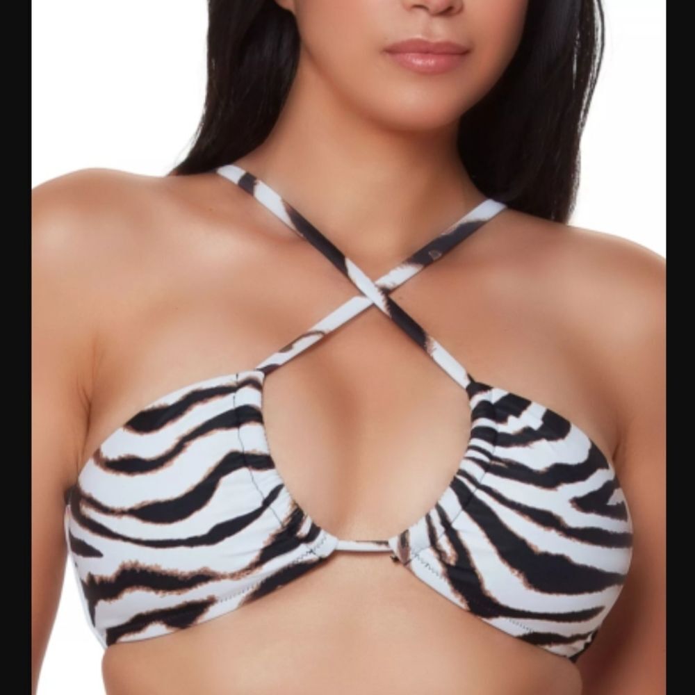 Bar III Zebra Print 6 Way Bikini Top